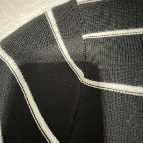 Jones New York Women’s Cotton Button-Up Striped Black Sweater - Picture 13 of 16